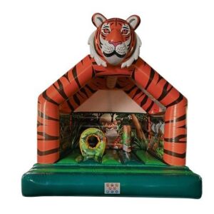 Springkussen Tijger met hindernissen 4,5×4 meter.